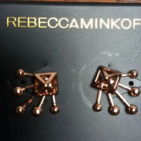 Rebecca Minkoff Rose Gold Pyramid Stud Burst Earrings - Picture 2 of 3